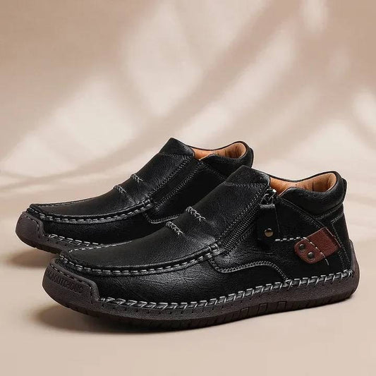 Zapatos casuales antideslizantes de alta gama para hombre, zapatos de cuero cosidos a mano