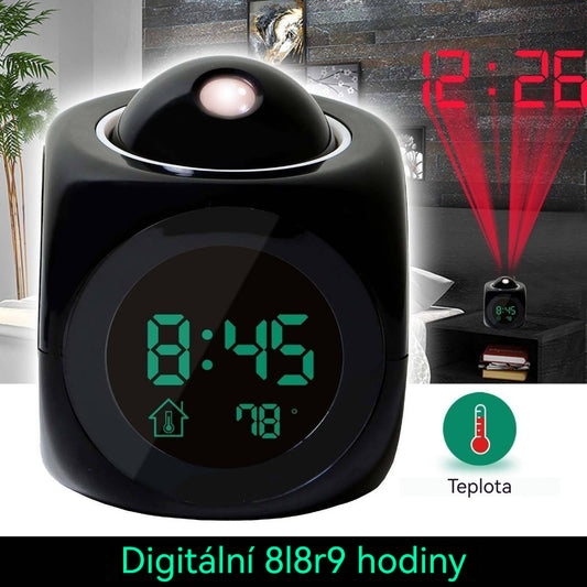 ⏰ Multifunkční hlasové a projekční hodiny – Zobrazují čas, budík, teplotu a počasí na zdi nebo stropě
