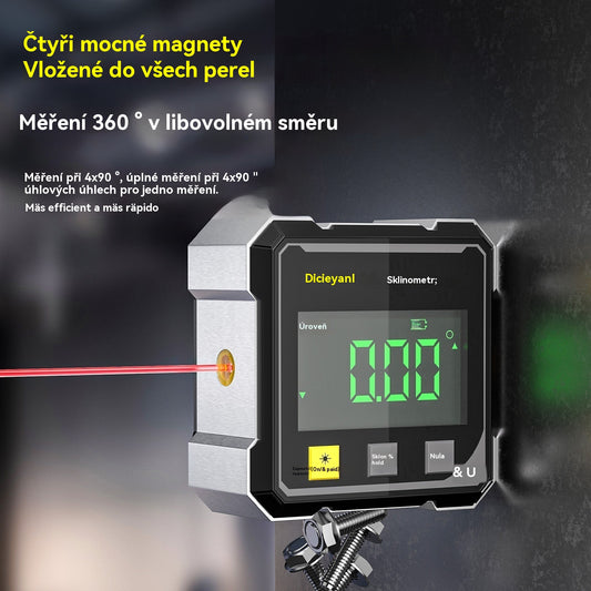 Oboustranná laserová vodováha a čtyřstranná magnetická přísavka-1