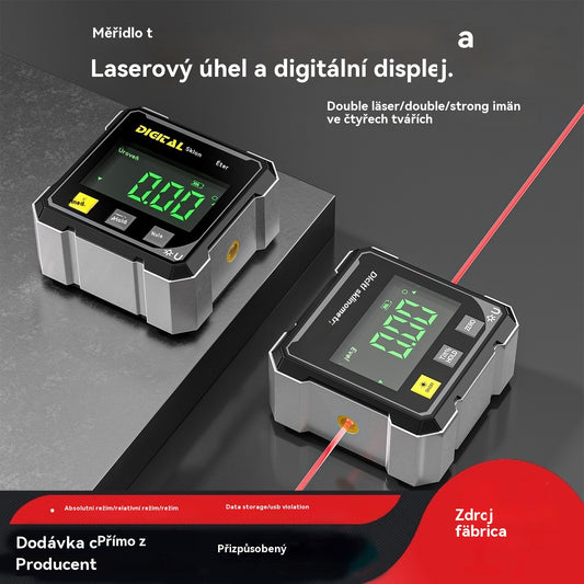 Oboustranná laserová vodováha a čtyřstranná magnetická přísavka-1